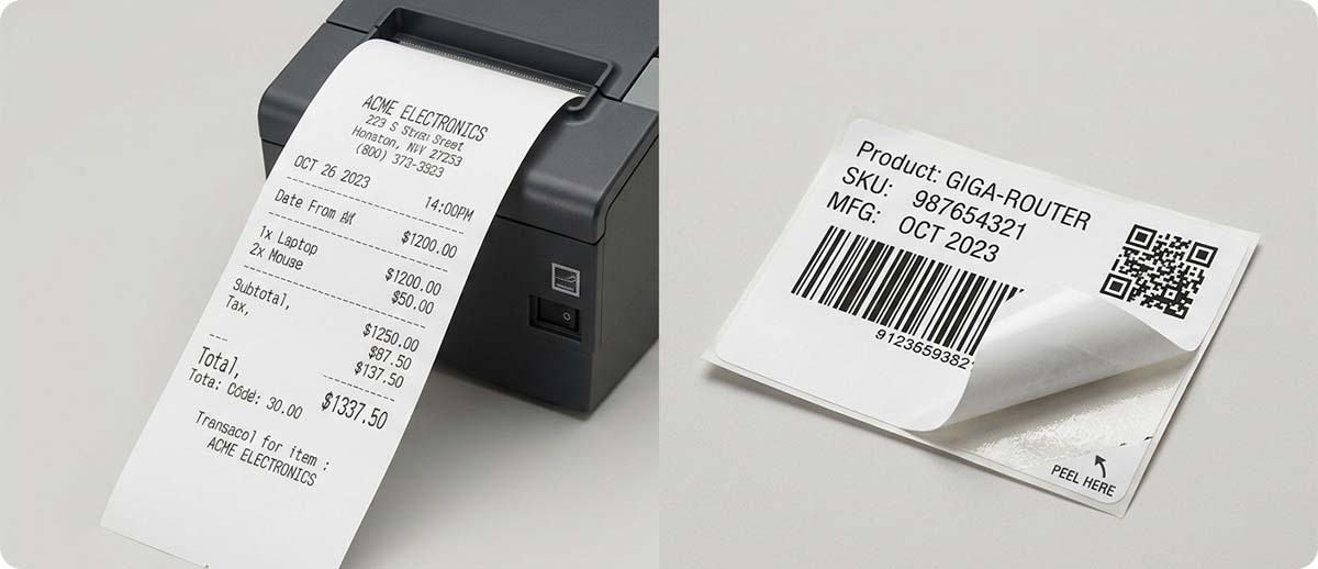 Receipt Printers vs. Label Printers at Checkout: What's the Difference and Which One Do You Actually Need? Receipt Printers vs. Label Printers at Checkout: What's the Difference and Which One Do You Actually Need?